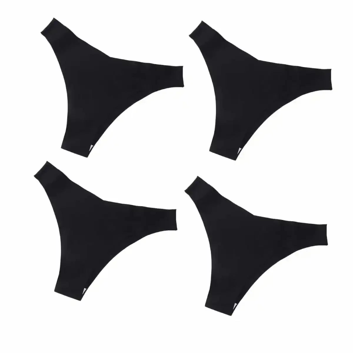 Ice Silk Low Rise Panties Seamless Underwear Women V-Shaped Briefs Quick-Drying Sports Thongs Female Underpants S-L 4Pcs/Set