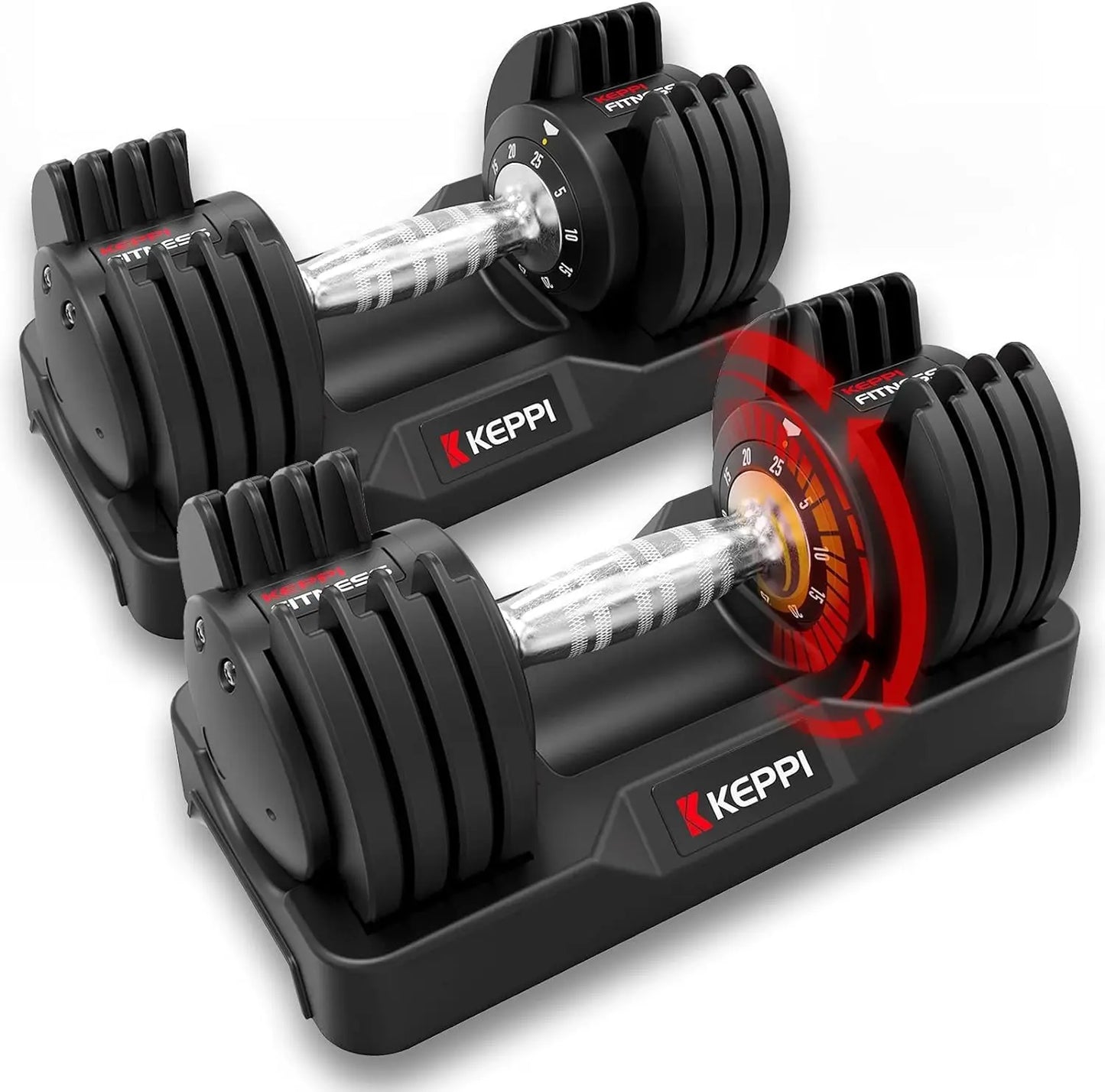 Adjustable Dumbbells Set: 25lb/40lb/55lb/60lb, Anti-Slip Metal Handle for Full Body Workout - Quick Weight Change