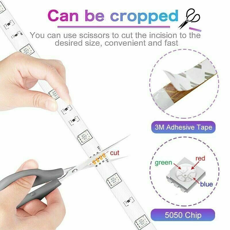 RGB LED Strip Lights with Bluetooth Remote