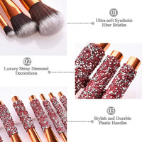 Diamond Inlaid Handmade Custom Makeup Brush 10 IN 1
