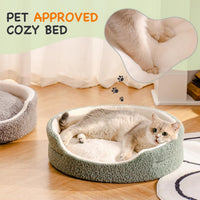 Pet Bed For Cats & Small Dogs - 23x23x7 Inch Round Orthopedic Bed With Non-Slip Bottom, Plush Indoor Cat Bed For Kittens & Puppies, Sage Green