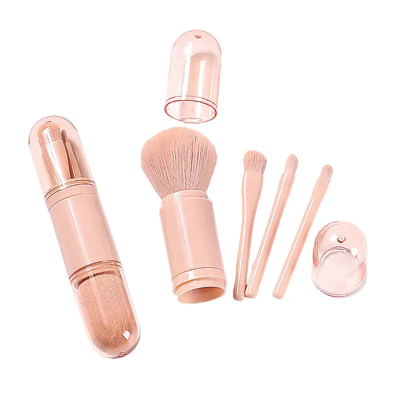 Makeup Brushes Set: 4 in 1 Mini Cute Makeup Brush Retractable Professional Foundation Blending Powder Eye Shadow Brush for Women Facial Cosmetics Makeup Brush Set