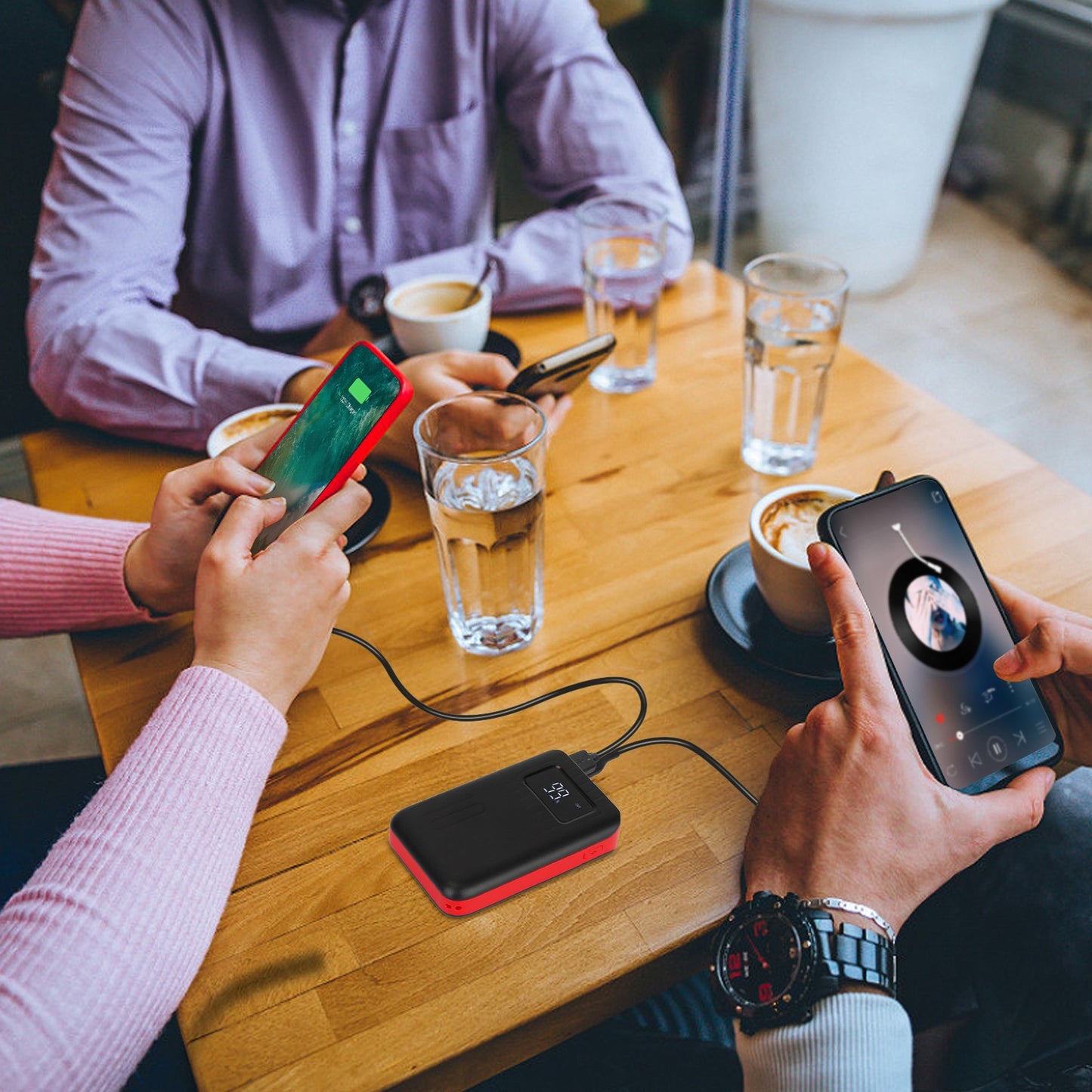 Portable Power Bank with Dual USB & LCD Display