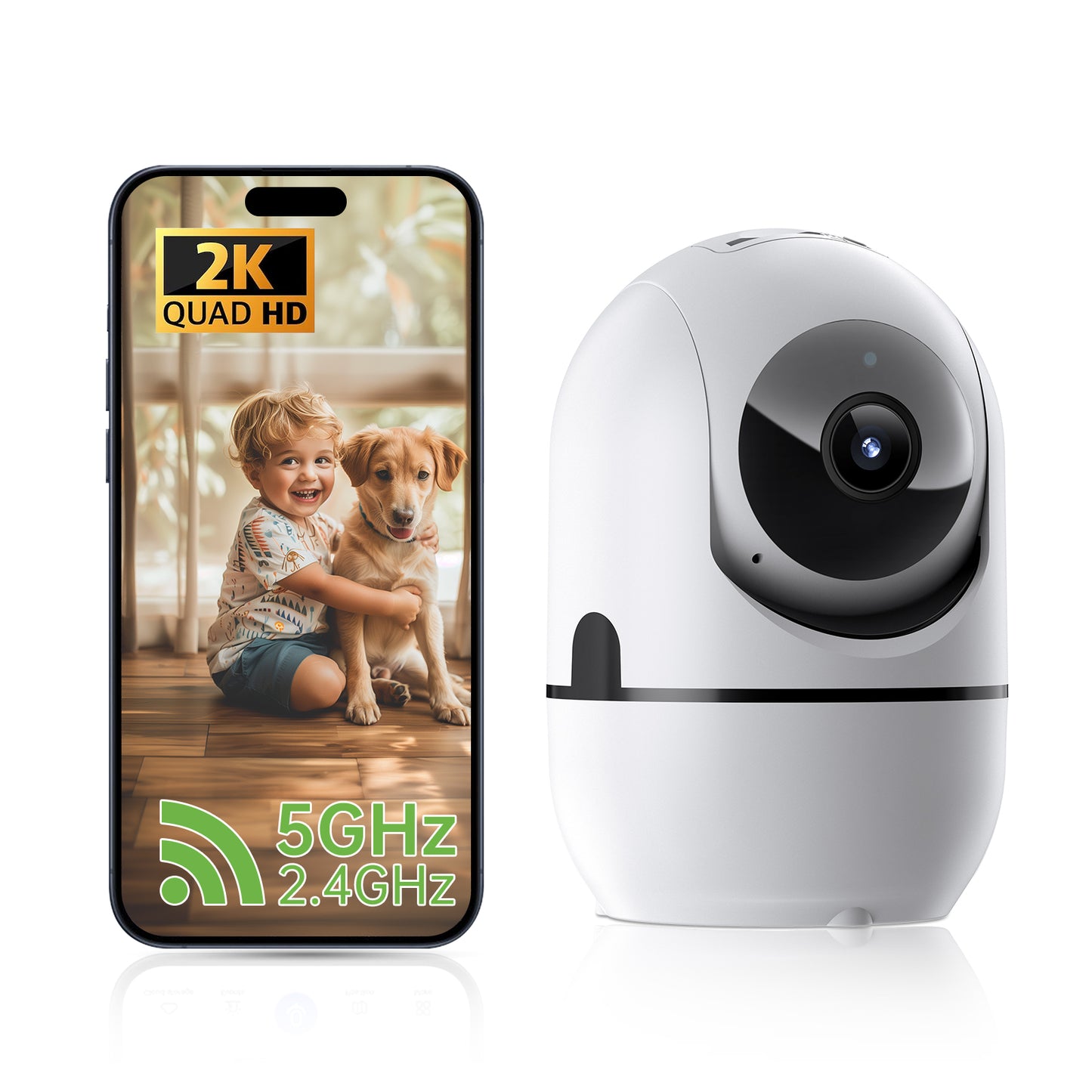 Pet Camera Indoor with Phone App, 3K Cat Dog Cameras with Speaker, Pan-Tilt WiFi Baby Monitor Camera for Home Security, Pet/Facial AI Detection Motion Tracking, 2-Way Talk, 2.4G/5G Wi-Fi