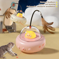 Electric UFO Cat Teaser Stick With Bell Training Pet Toys Replaceable Feather Interactive Cat Supplies Pet Supplies Pets Products