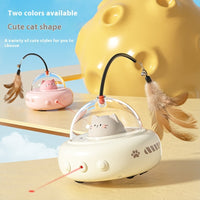 Electric UFO Cat Teaser Stick With Bell Training Pet Toys Replaceable Feather Interactive Cat Supplies Pet Supplies Pets Products