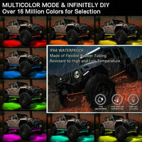 6x Car Underglow Neon Accent Strip Lights Kit RGB Million Multi-Color Music Lamp