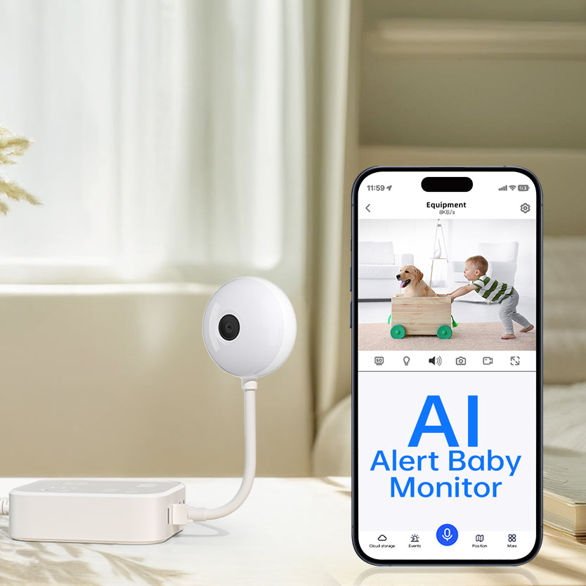 WiFi Baby Monitor Camera, 2K, Smart Baby Camera with Motion Tracking, Night Vision,Two Way Audio&Sound Detection