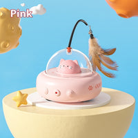 Electric UFO Cat Teaser Stick With Bell Training Pet Toys Replaceable Feather Interactive Cat Supplies Pet Supplies Pets Products