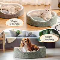 Pet Bed For Cats & Small Dogs - 23x23x7 Inch Round Orthopedic Bed With Non-Slip Bottom, Plush Indoor Cat Bed For Kittens & Puppies, Sage Green