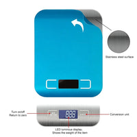Digital Kitchen Scale LED Display 5kg/1g Stainless Steel Panel Electronic Scales Home Jewelry Food Snacks Weighing Baking Tools