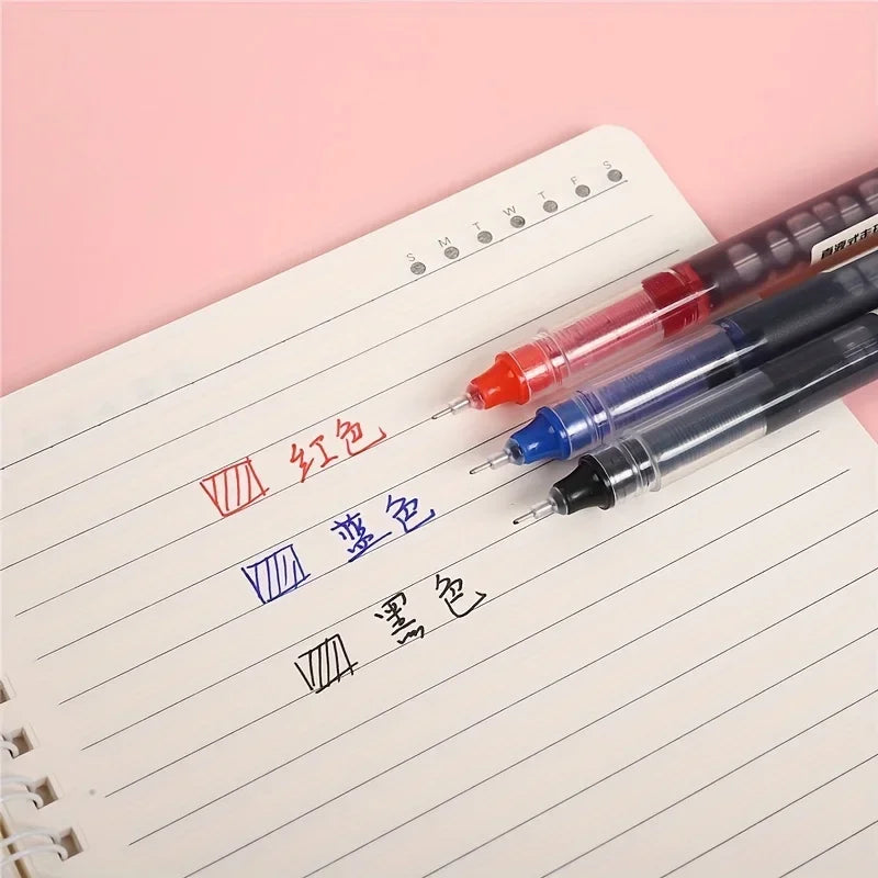 Needle Type Gel Pens Straight Liquid Ballpoint Pen Kawaii Stationery School Office Supplies Writing 10Pcs/set High