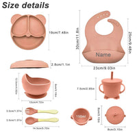 Baby Feeding Plate Sets Suction Bowl Silicone Plate For Kids 6Pcs Children Tableware Personalized Name Dinner Dishes Cups Spoon