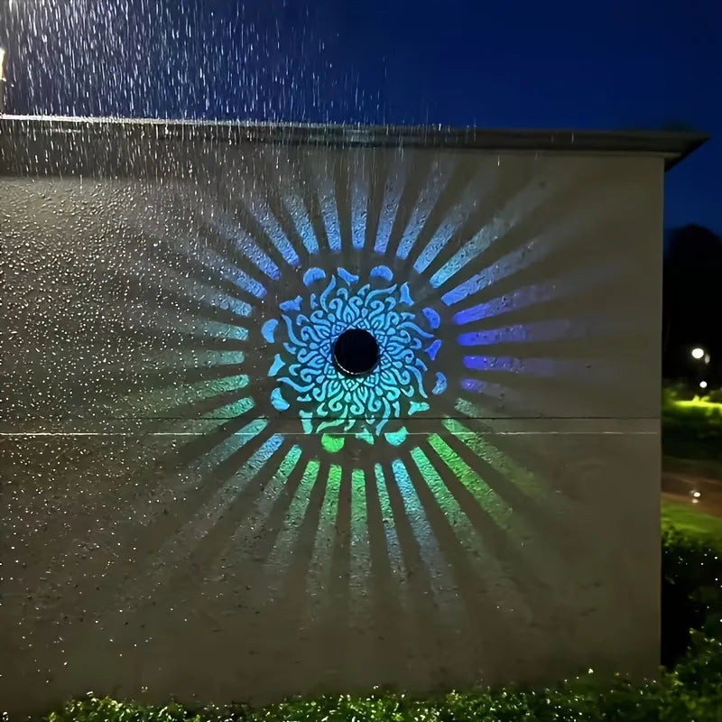 Solar Powered Mandala Sunflower Wall Light Outdoor Garden Decorative Lantern for Patio Courtyard Fence Landscape Lighting