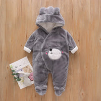 New Baby Plush Climbing Clothes Baby Warm and Thick Cartoon Dog Rabbit Cute Cotton Clothes for 0-2 Years Autumn and Winter