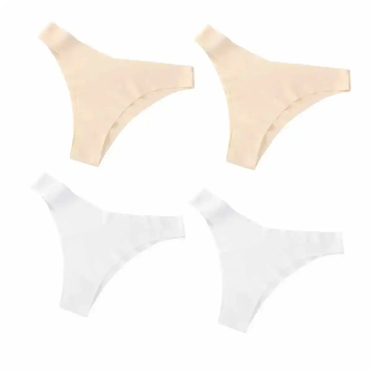 Ice Silk Low Rise Panties Seamless Underwear Women V-Shaped Briefs Quick-Drying Sports Thongs Female Underpants S-L 4Pcs/Set