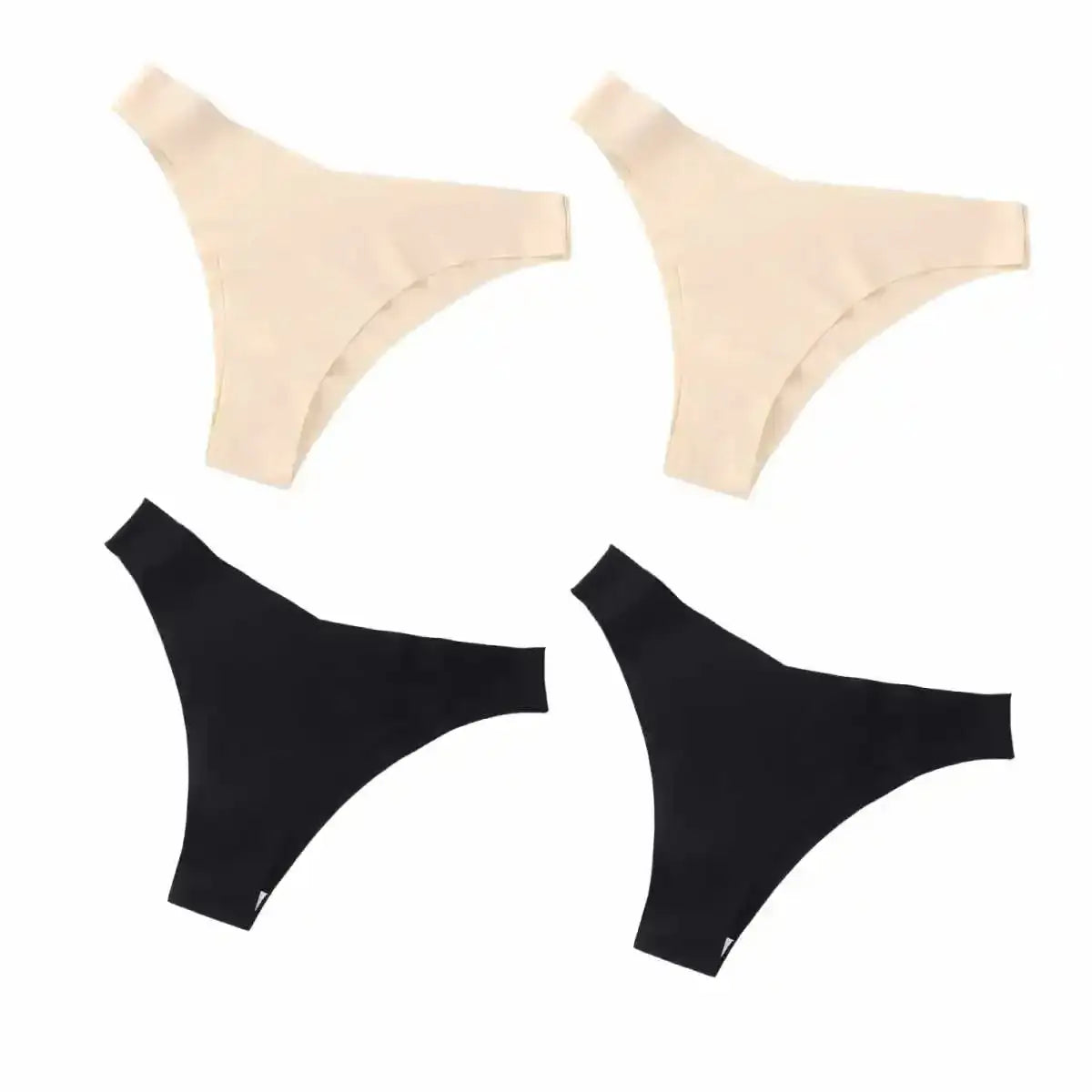 Ice Silk Low Rise Panties Seamless Underwear Women V-Shaped Briefs Quick-Drying Sports Thongs Female Underpants S-L 4Pcs/Set
