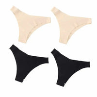 Ice Silk Low Rise Panties Seamless Underwear Women V-Shaped Briefs Quick-Drying Sports Thongs Female Underpants S-L 4Pcs/Set
