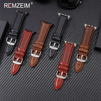 Genuine Leather Strap for Apple Watch 9 Ultra 49mm Series 9 8 7 45mm 41mm Man Woman Band for IWatch 6 5 4 Se 44 42mm Bracelet