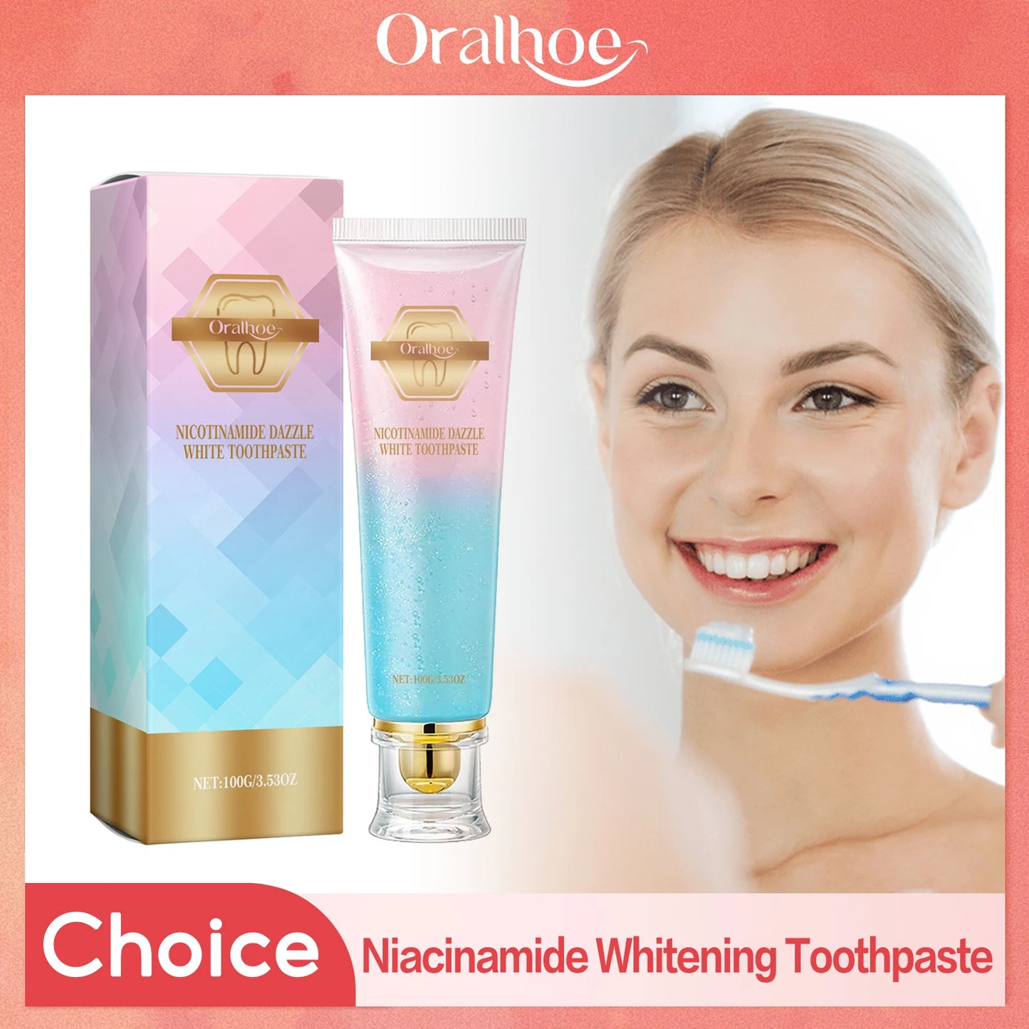 Niacinamide Whitening Toothpaste Dental Stains Removing Prevent Bad Breath Oral Cleaning Refreshing Reduces Plaque Toothpaste