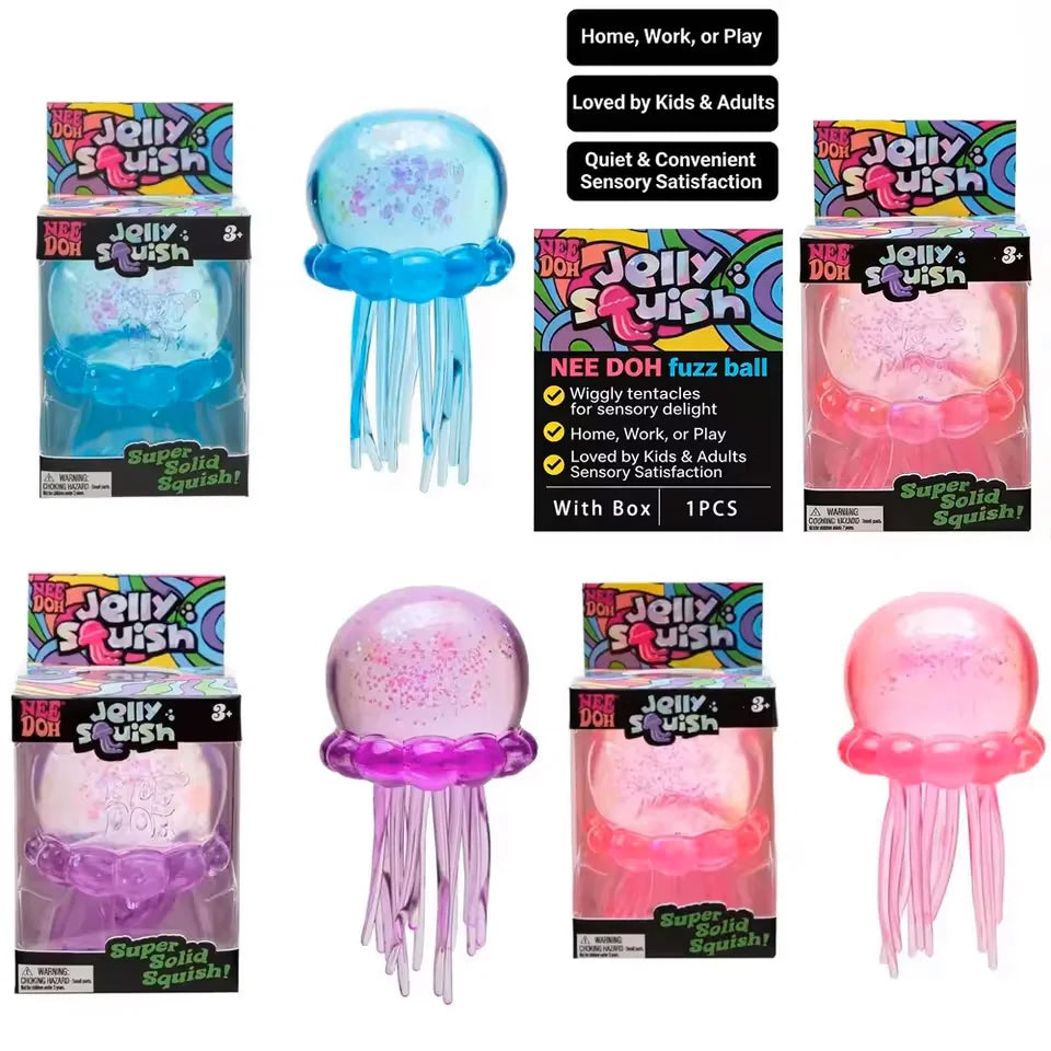 Squishies Nee Doh Jellyfish Squish Toy Fidget Toy, Water Sensory Soft Jelly Squeeze Stress Relief Fidget Toy