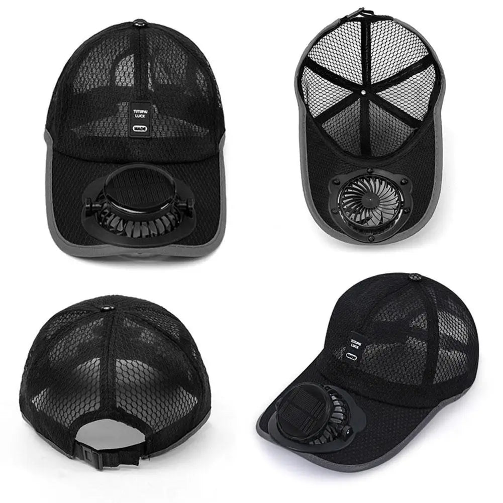 Solar Fan Hat USB Rechargeable Sunscreen Cap with Built-in Fan Outdoor Sun Protection Sunhat for Fishing Hiking Golf Camping