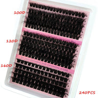 New 15Rows DIY 5D Fluffy Lash Clusters 60D-200D Thick Eyelash Clusters Wispy Individual Lashes 10-20mm Cluster Eyelash Extension