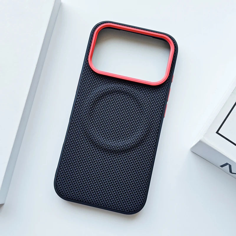 For iPhone 17 Pro Max 17 Air Case Luxury Magnetic Soft TPU+Nylon Woven Leather Back Anti-Fingerprint Cover for iPhone17