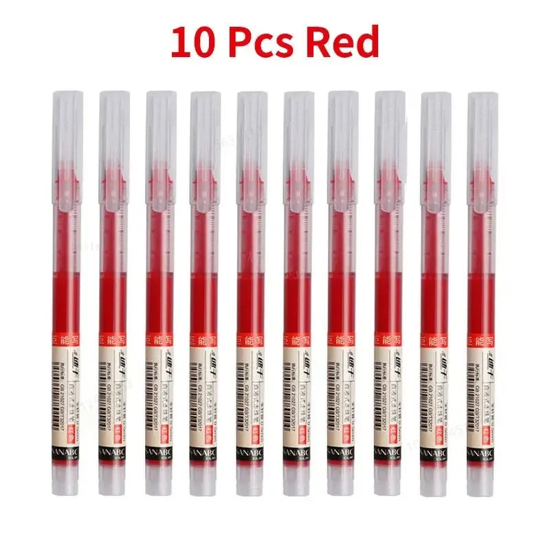 Needle Type Gel Pens Straight Liquid Ballpoint Pen Kawaii Stationery School Office Supplies Writing 10Pcs/set High
