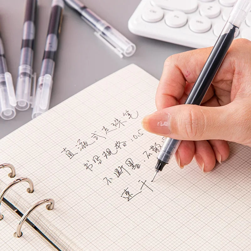 Needle Type Gel Pens Straight Liquid Ballpoint Pen Kawaii Stationery School Office Supplies Writing 10Pcs/set High