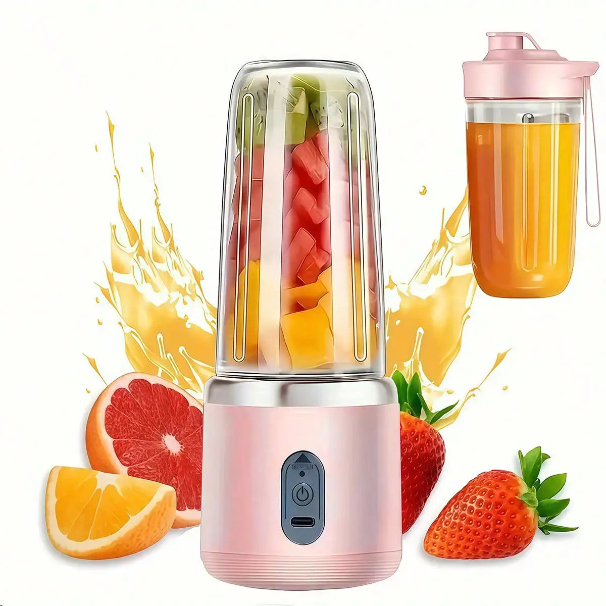 Portable Blender Juicer with Cup - Crush Fruits Veggies for Smoothies, Kitchen Gym Essential