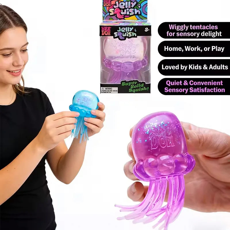 Squishies Nee Doh Jellyfish Squish Toy Fidget Toy, Water Sensory Soft Jelly Squeeze Stress Relief Fidget Toy