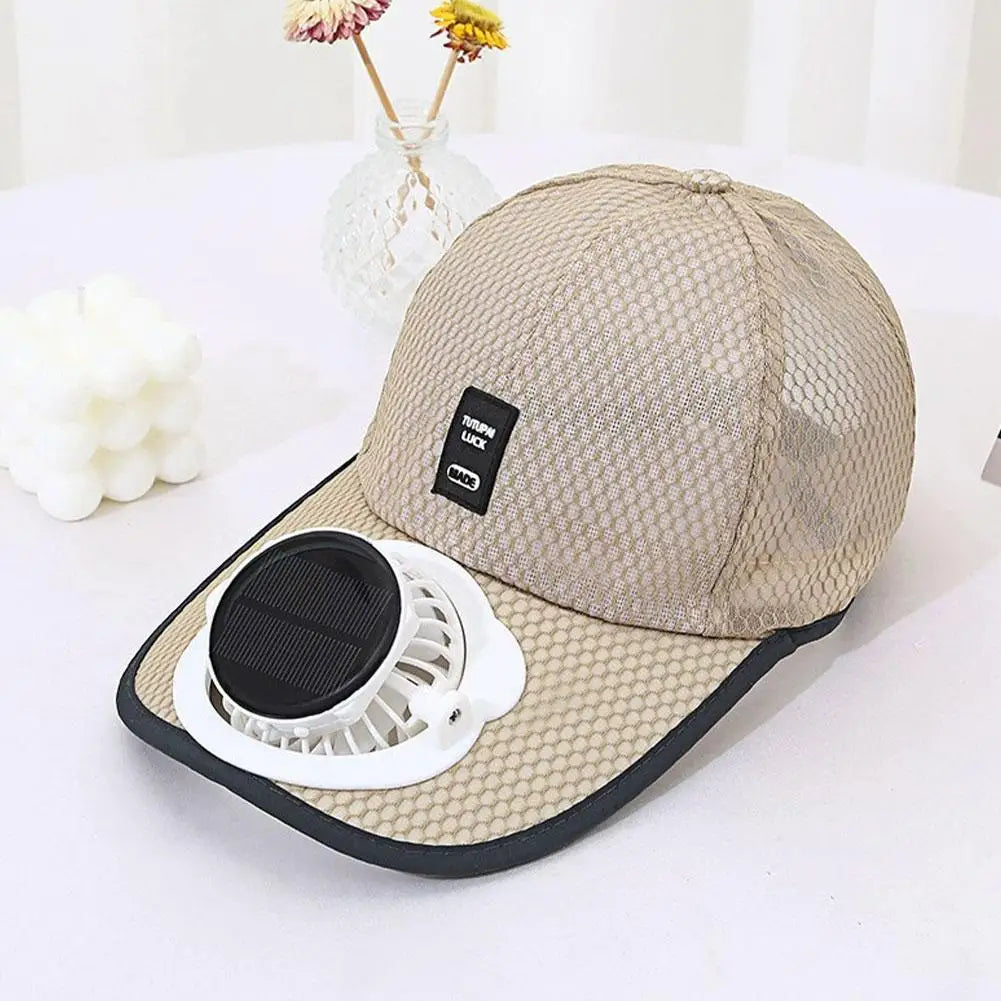Solar Fan Hat USB Rechargeable Sunscreen Cap with Built-in Fan Outdoor Sun Protection Sunhat for Fishing Hiking Golf Camping