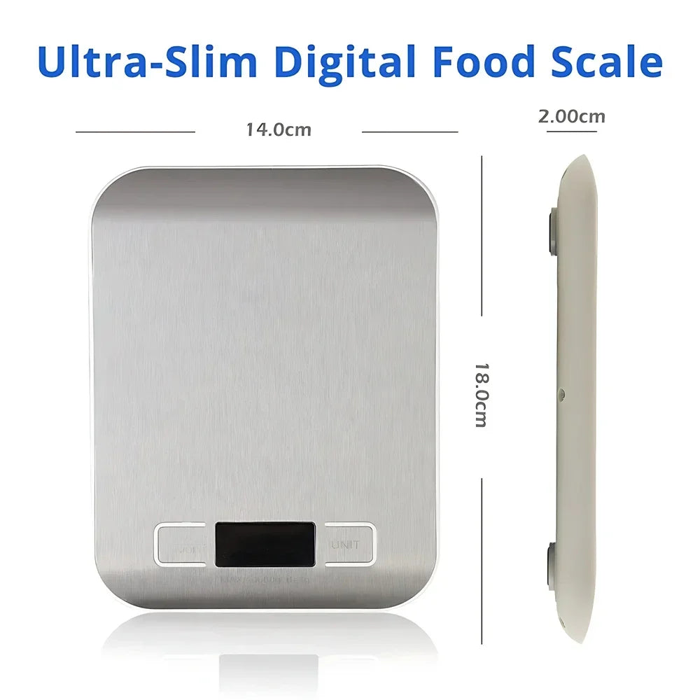Digital Kitchen Scale LED Display 5kg/1g Stainless Steel Panel Electronic Scales Home Jewelry Food Snacks Weighing Baking Tools