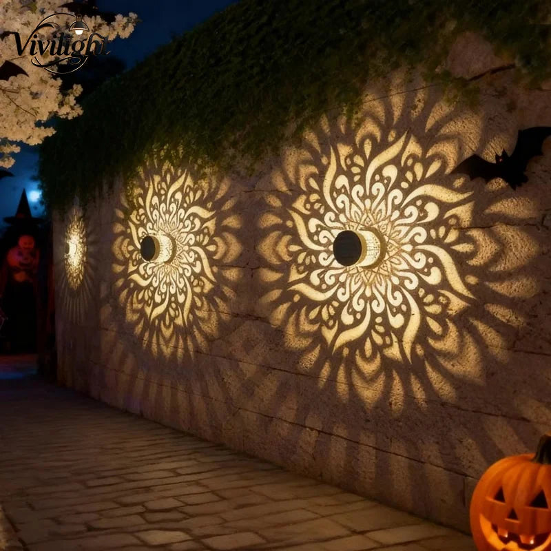 Solar-Powered Datura Lantern Light Wall Lamp Outdoor Garden Patio Walkway Decorations 1PCS Lighting for Garden Decor
