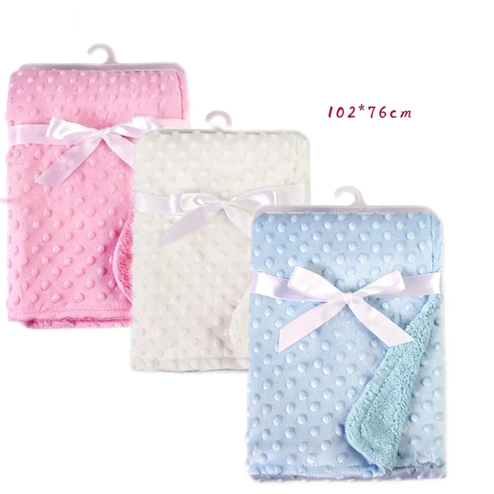 Newborn Thermal Soft Swaddle Wrap Baby Blanket & Swaddling Fleece Blanket Winter Solid Bedding Set Cotton Quilt Infant Bedding