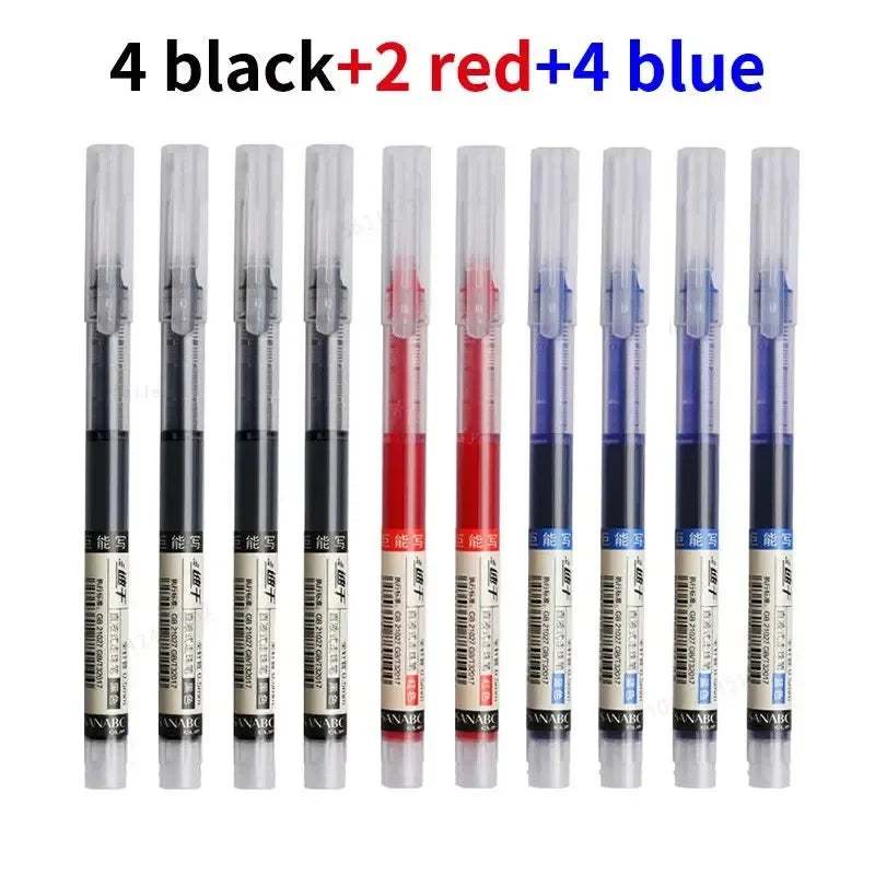 Needle Type Gel Pens Straight Liquid Ballpoint Pen Kawaii Stationery School Office Supplies Writing 10Pcs/set High