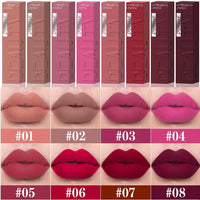 DUNUF  8-color matte velvet smooth easy-to-apply square tube lip gloss waterproof three-dimensional plumping lipstick