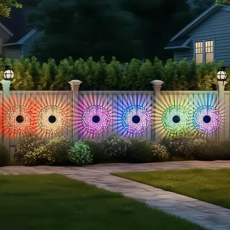 1/4pcs Solar Mandala Sunflower Outdoor Wall Light Waterproof Garden Decorative Lamp for Yard Courtyard Fence Decor