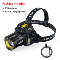 LED Headlamp Motion Sensor Headlight 18650 Rechargeable COB Head Flashlights High Power Head Lamp Fishing Headlight