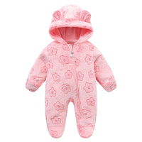 Newborn Baby Flannel Rompers Soft Warm Autumn Winter Bodysuit for Boys & Girls Cartoon Print Jumpsuit 0-19M Newborn Baby Clothes