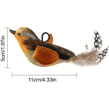 Touch-Activated Flapping Bird Cat Toy Plush Sparrow Kicking Toy with Realistic Chirping Sound, Suitable for Exercise