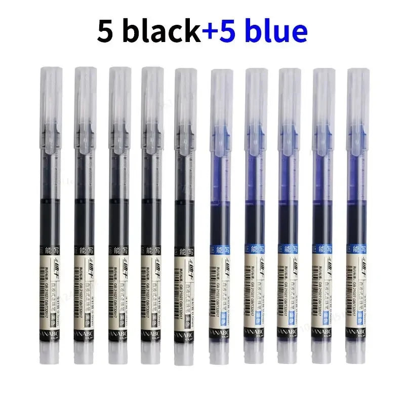 Needle Type Gel Pens Straight Liquid Ballpoint Pen Kawaii Stationery School Office Supplies Writing 10Pcs/set High