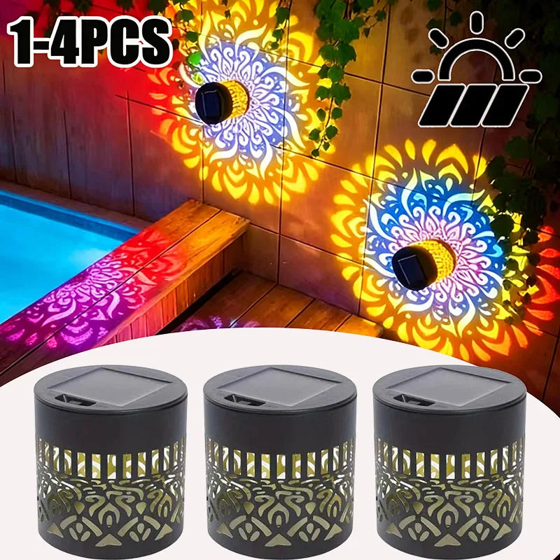 1/4pcs Solar Mandala Sunflower Outdoor Wall Light Waterproof Garden Decorative Lamp for Yard Courtyard Fence Decor