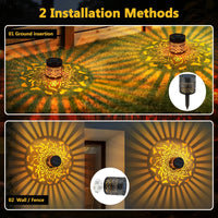 Outdoor Solar Powered Wall Light with Mandala Design Projection for Garden Yard Patio Decoration Solar Decor Light 2 Install way