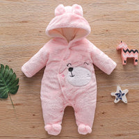 New Baby Plush Climbing Clothes Baby Warm and Thick Cartoon Dog Rabbit Cute Cotton Clothes for 0-2 Years Autumn and Winter