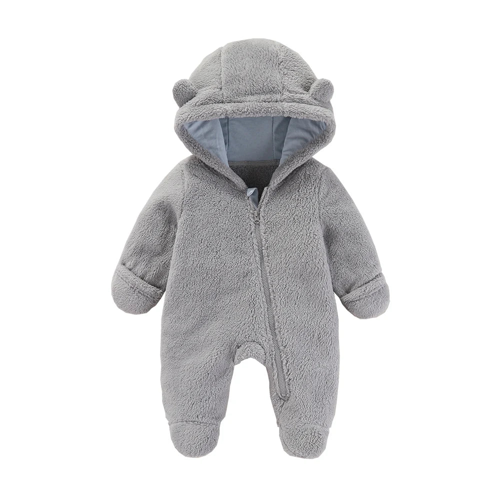 Newborn Baby Flannel Rompers Soft Warm Autumn Winter Bodysuit for Boys & Girls Cartoon Print Jumpsuit 0-19M Newborn Baby Clothes