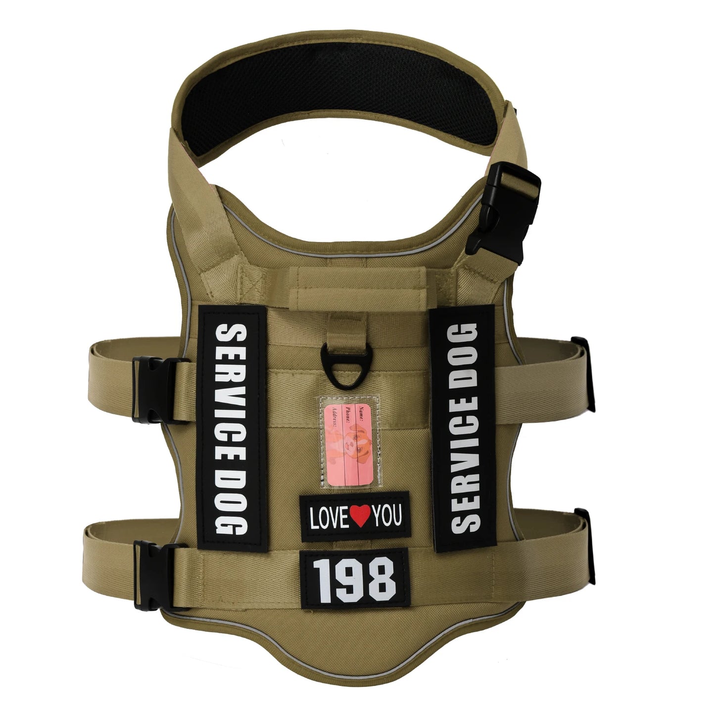 Dog Harness with 4 Dog Patches, Reflective Pet Harness with Durable Soft Padded Handle for Training Med