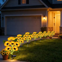 Solar Garden Lights Outdoor Sunflowers Garden Decor Lawn Lamp Waterproof Outdoor Decorations for Landscape Ard Patio Fence