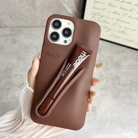 Lemontini Phone Case for IPhone 11 12 13 14 15 16 Pro Max Plus 17 Air Makeup Lip Gloss Silicone Cover with Lip Glaze
